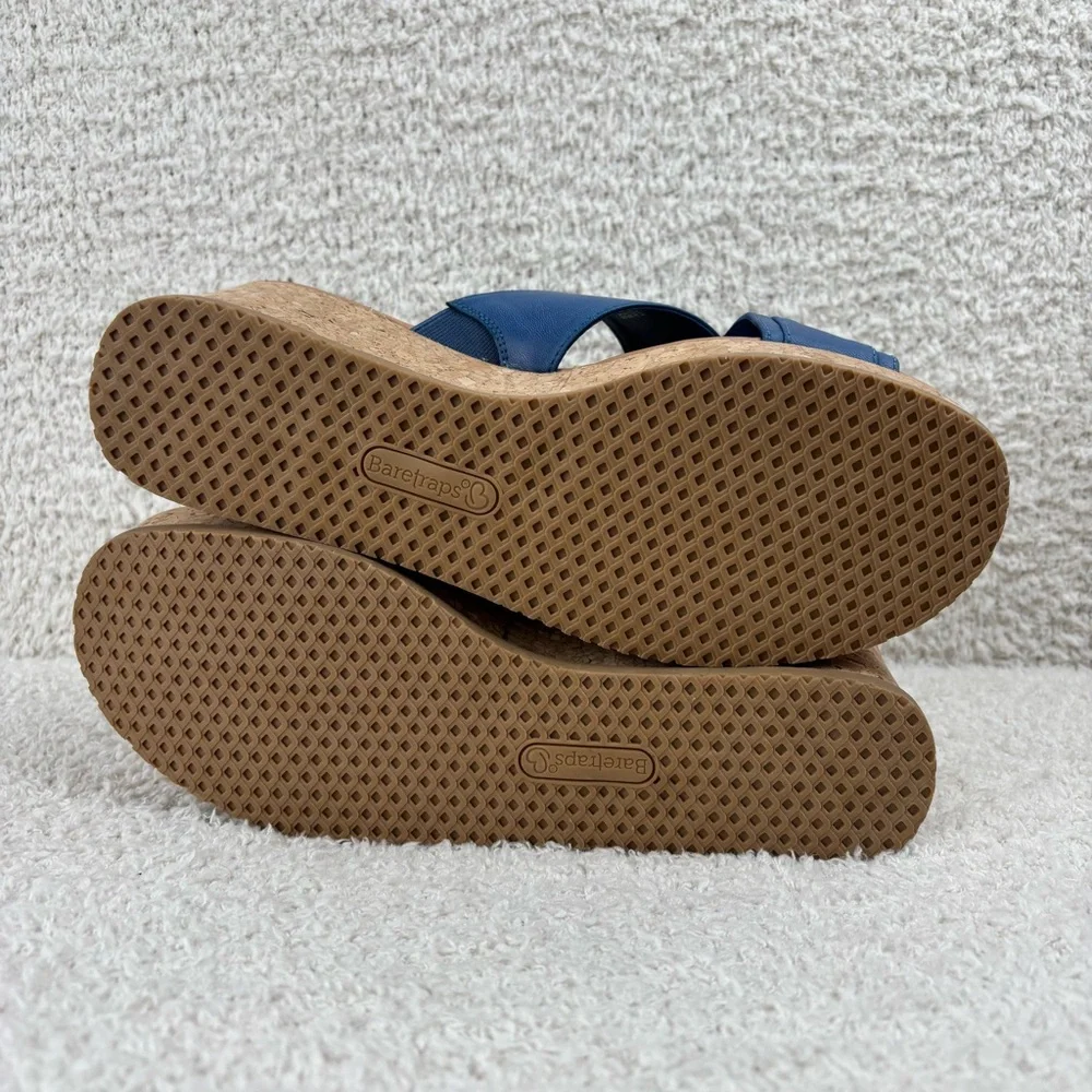 Baretraps Sandals Womens 9M Blue Sydney‎ Cork Slip On Buckle Detail Honeycomb